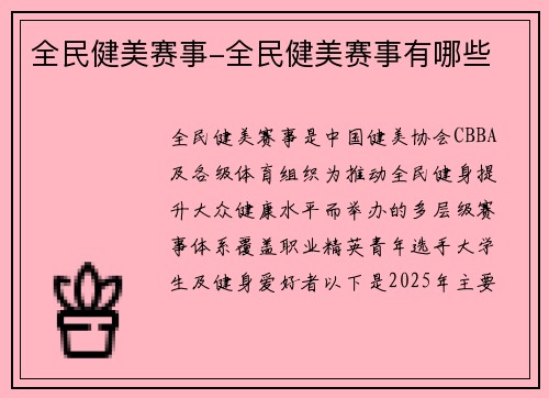 全民健美赛事-全民健美赛事有哪些